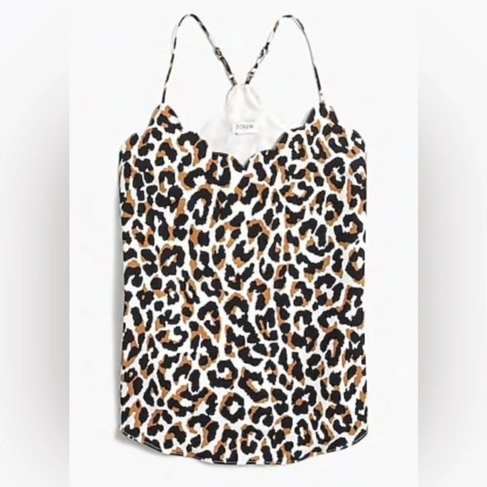 J. Crew Leopard Scalloped Edge Cami Spaghetti Strap 8